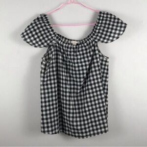 J.Crew | gingham off shoulder blouse XS